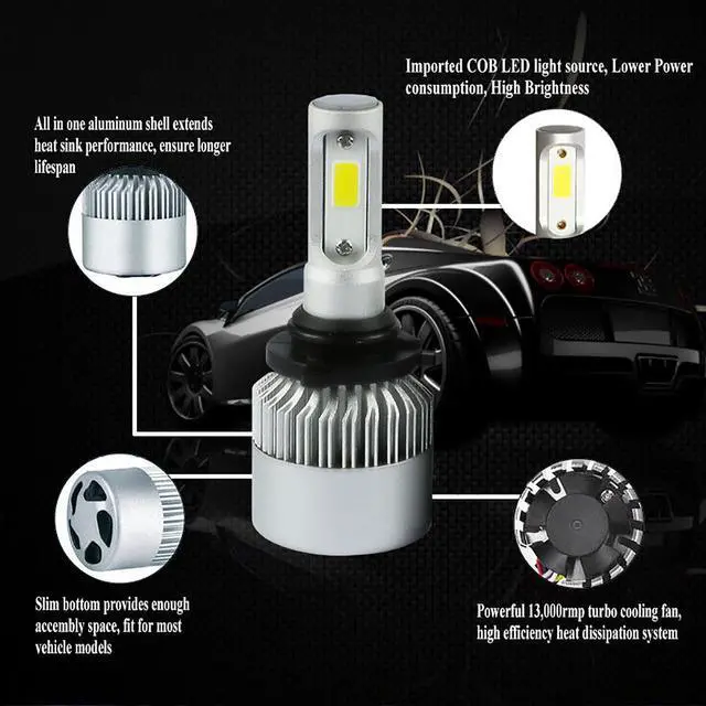 Alt view image 2 of 6 - 9006 HB4 LED Headlights Bulbs Lamp Fog Light Hi/Lo Beam HID Xenon 2000W 300000LM