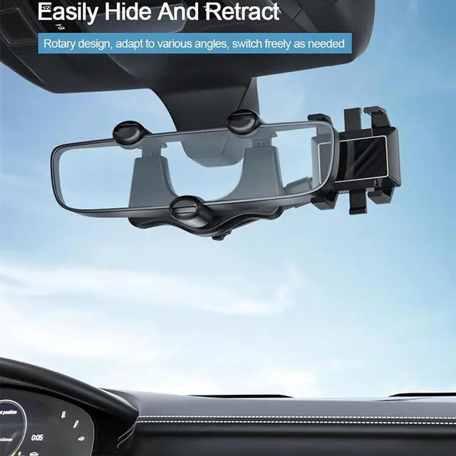 Alt view image 5 of 7 - 360° Car Rear View Mirror Mount Holder Stand for Apple iPhone Android Phone