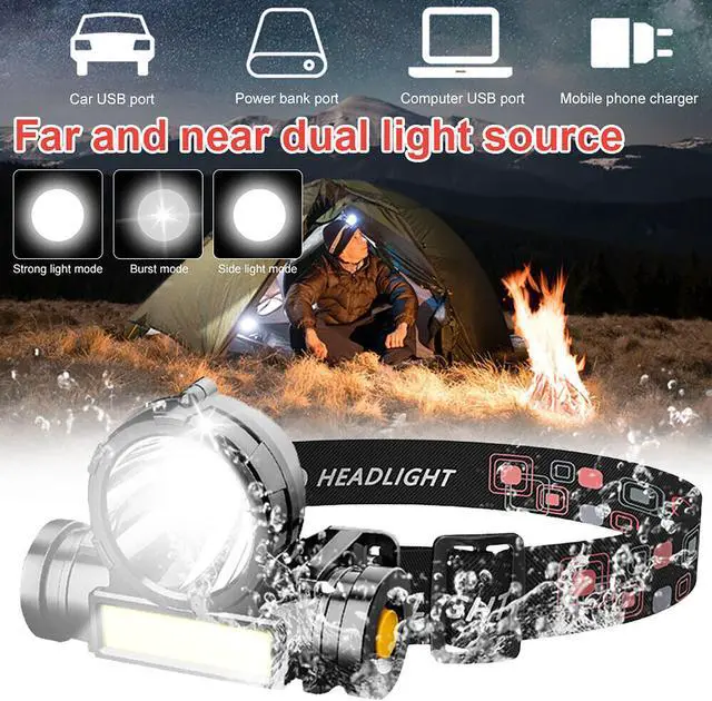 Alt view image 6 of 7 - Rechargeable LED Headlamp Headlight Head Band Torch Work Light Bar Flashlight