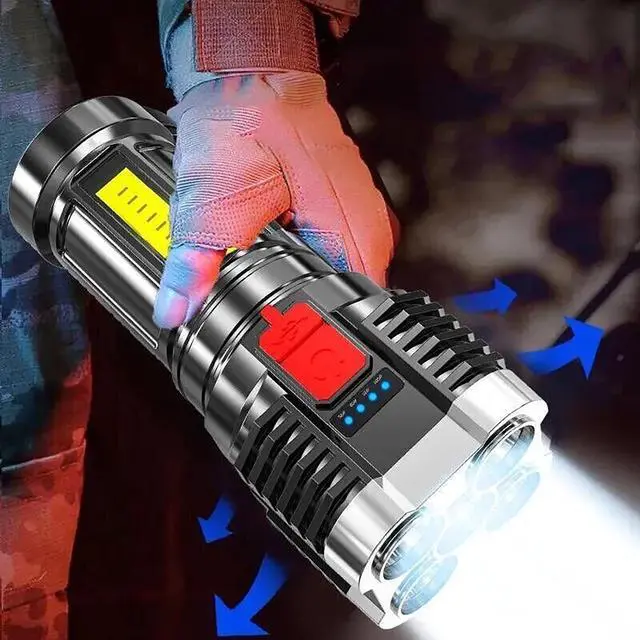 Alt view image 4 of 7 - Super Bright LED Torch Flashlight+USB Rechargeable Tactical Camping Outdoor Lamp