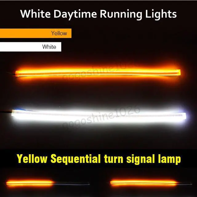 Alt view image 5 of 7 - 2pcs 60CM Slim Amber Sequential LED DRL Light Turn Signal Strip For Headlight