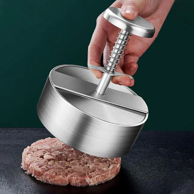 Alt view image 3 of 7 - Hamburger Patty Maker Press Stainless Non-Stick Round Manual Rice Ball Mold BBQ