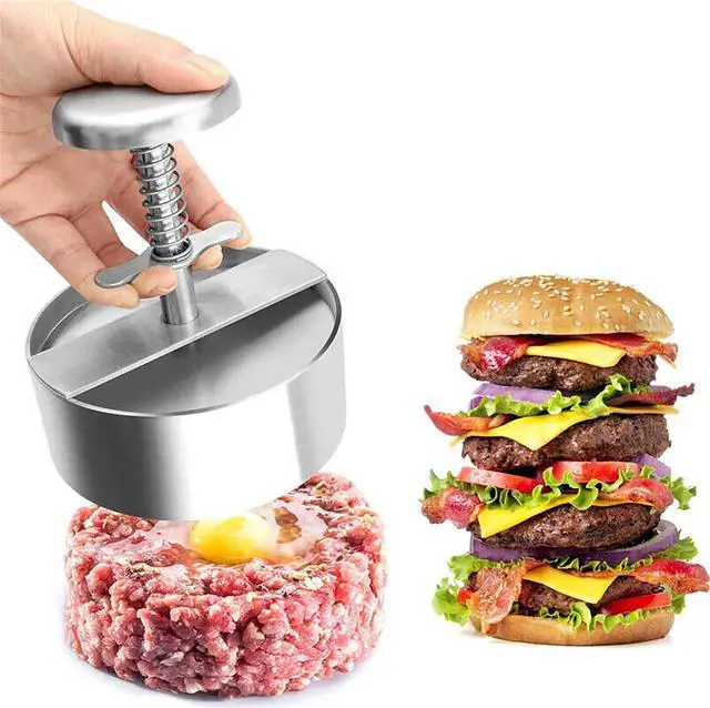 Alt view image 4 of 7 - Patty Maker Press Stainless Non-Stick Round Manual Rice Ball Mold BBQ Hamburger
