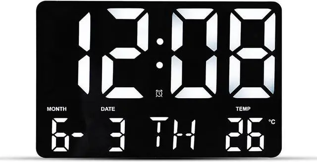 Alt view image 5 of 5 - Large LED Digital Wall Clock Temperature Date Day Display USB Remote Control