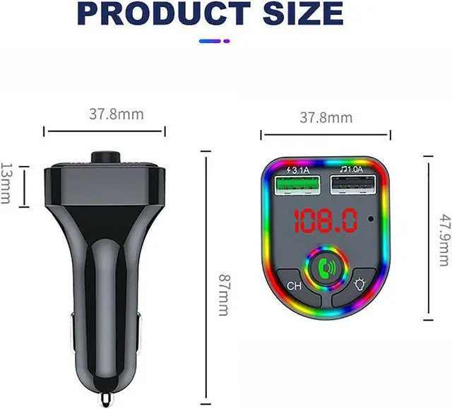 Alt view image 5 of 7 - Wireless Car Bluetooth FM Transmitter MP3 Audio USB Charger Adapter Handsfree
