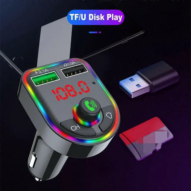Alt view image 2 of 7 - Wireless Car Bluetooth FM Transmitter MP3 Audio USB Charger Adapter Handsfree