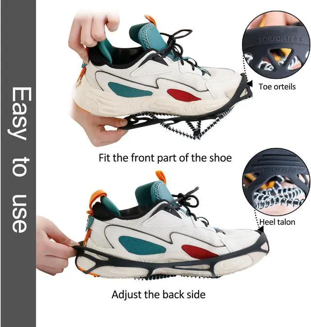 Alt view image 7 of 7 - Ice Snow Grippers Anti Slip For Winter Shoes Boots Spikes Grips Crampon Chains