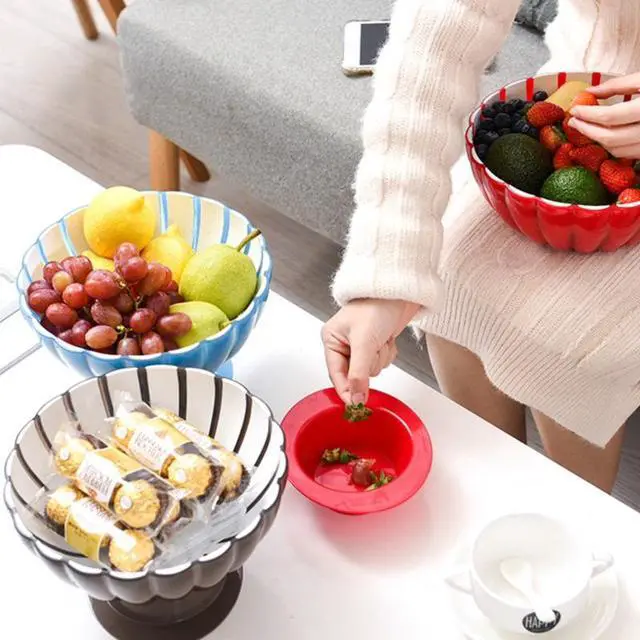 Alt view image 5 of 5 - Shell Shaped Footed Dessert Bowl, Transparent Blue Pedestal Serving Bowl, Plastic Decorative Fruit Bowl for Ice Cream, Salad, Snack, Home Party Table Decor