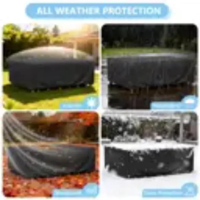 Alt view image 5 of 6 - Rectangular Patio Furniture Set Cover, HeavyDuty Oxford Fabric Outdoor Table & Chair Set Protector, Waterproof UVTear Resistant AllWeather Cover with Adjustable Buckle Straps & Side Handle, Black