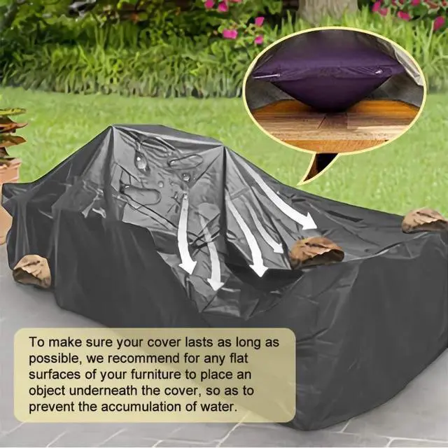 Alt view image 3 of 5 - Dark Grey LShape Patio Sectional Sofa Cover, Waterproof AllWeather Outdoor Corner Furniture Protector