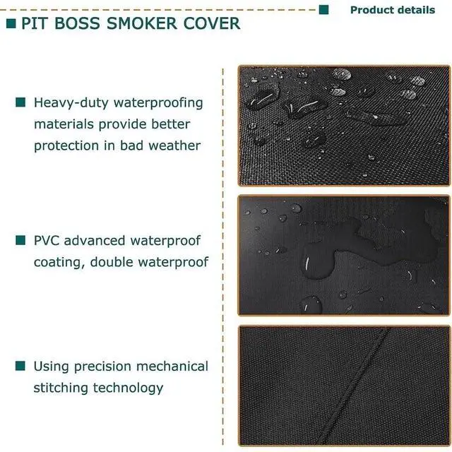 Alt view image 4 of 5 - Vertical Smoker Cover, HeavyDuty Oxford Fabric Outdoor Electric Smoker Protector with Chimney Opening, Waterproof UVTear Resistant AllWeather BBQ Smoker Cover with Drawstring Closure, Black
