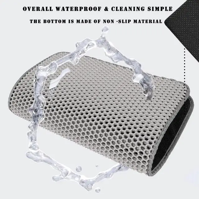 Alt view image 2 of 5 - Double Layer Cat Litter Mat, Honeycomb Design Cat Litter Trapping Mat, Waterproof NonSlip Cat Litter Box Mat, Easy to Clean Litter Catcher Mat for Indoor Cats, Grey
