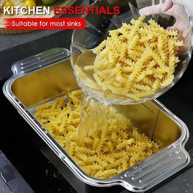 Alt view image 2 of 7 - Adjustable Expandable Sink Drain Basket, FoodGrade Stainless Steel Over Sink Colander with NonSlip Handles, Multipurpose Fruit Vegetable Washing Strainer Basin for Kitchen