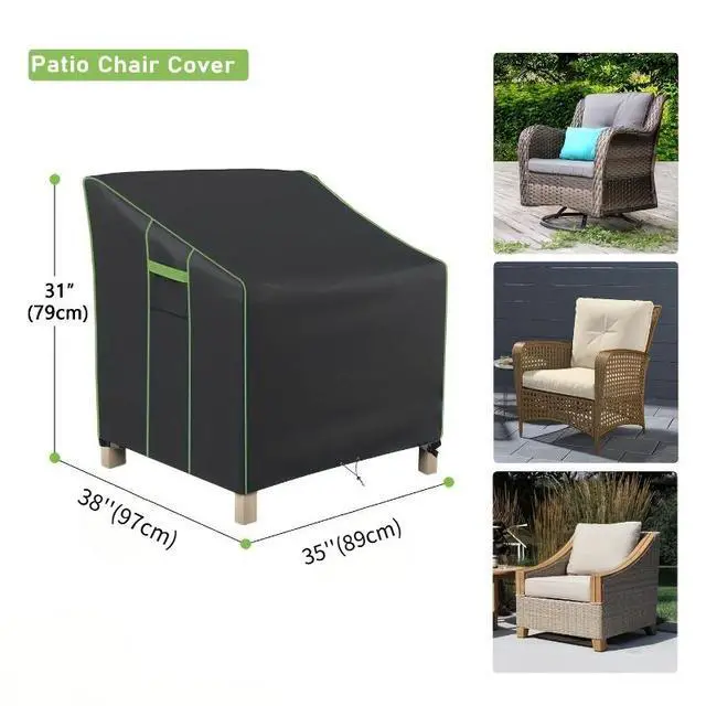 Alt view image 2 of 4 - Black 2-Piece Chair Cover Set, All Weather Waterproof Outdoor Patio Chair Protector