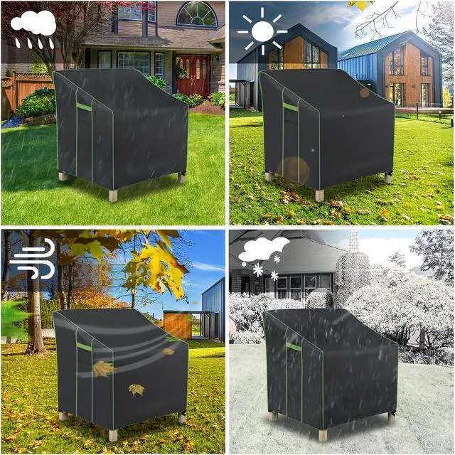 Alt view image 4 of 4 - Black 2-Piece Chair Cover Set, All Weather Waterproof Outdoor Patio Chair Protector