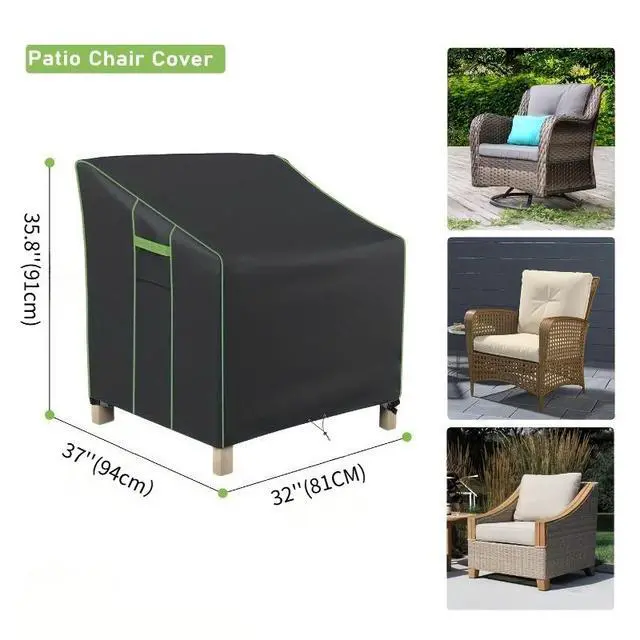 Alt view image 2 of 4 - Black 2-Piece Chair Cover Set, All Weather Waterproof Outdoor Patio Chair Protector