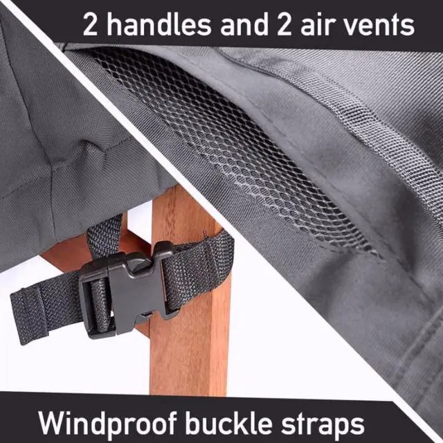 Alt view image 4 of 5 - Dark Grey Round Patio Table Chair Set Cover, Waterproof AllWeather Outdoor Furniture Protector