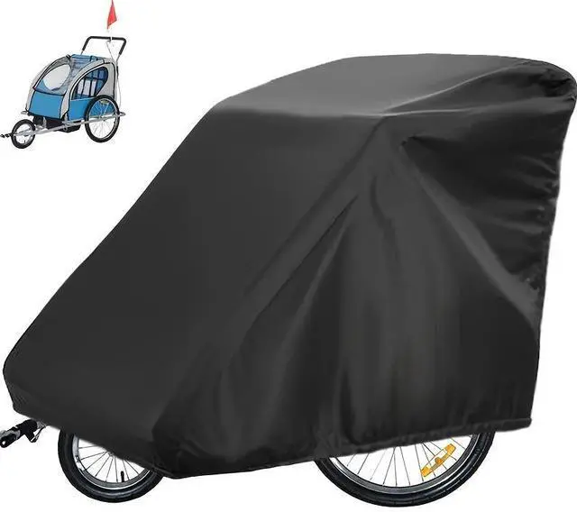 Main image of Black Bike Trailer Cover, All Weather Waterproof Outdoor Bicycle Trailer Protector