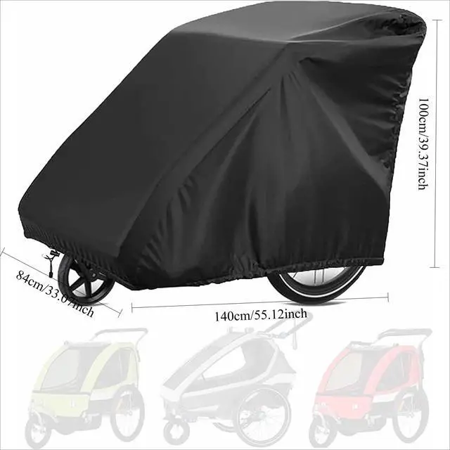 Alt view image 2 of 5 - Black Bike Trailer Cover, All Weather Waterproof Outdoor Bicycle Trailer Protector