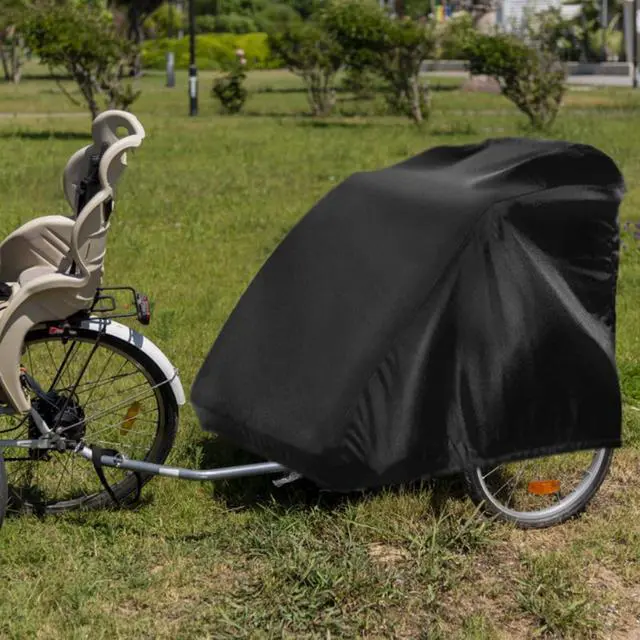 Alt view image 5 of 5 - Black Bike Trailer Cover, All Weather Waterproof Outdoor Bicycle Trailer Protector