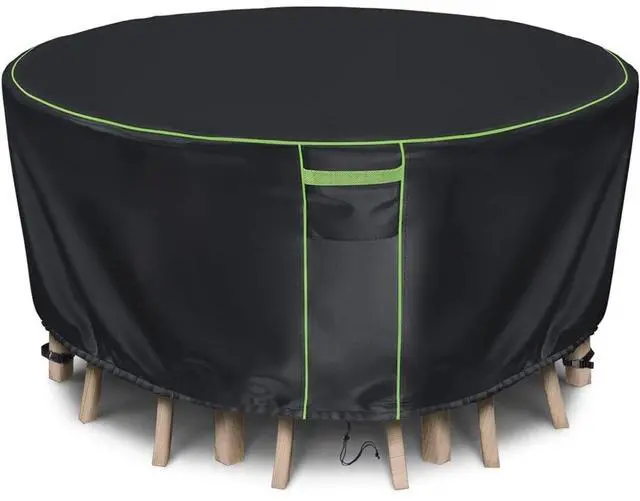Main image of Black Round Table Cover, All Weather Waterproof Outdoor Patio Table Protector