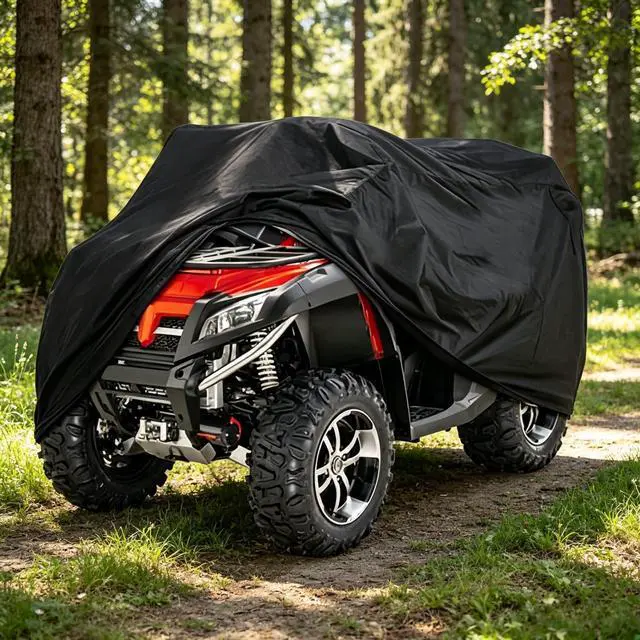 Alt view image 6 of 7 - Black ATV Cover, Waterproof All Weather Outdoor Beach All Terrain Vehicle Protector