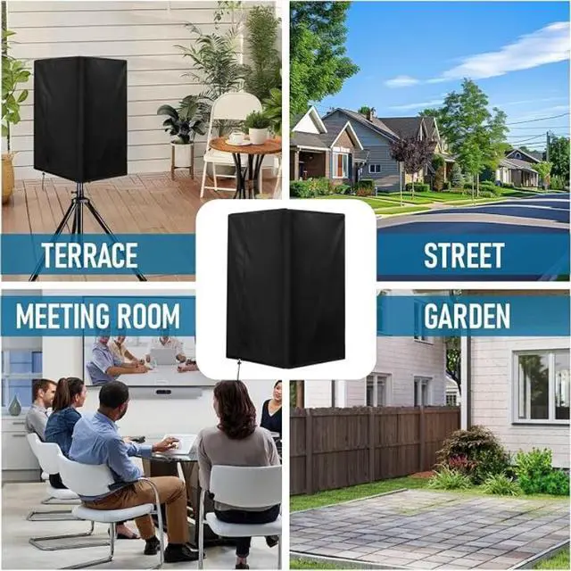 Alt view image 3 of 7 - Black StandMount Speaker Protective Cover, Weatherproof Oxford Fabric Speaker Cover with Adjustable Drawstring, Dust Rain UV Resistant for Outdoor Stage Patio Speakers