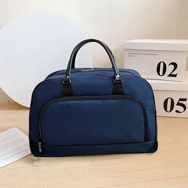 Alt view image 2 of 5 - Rolling Duffel Bag with Wheels, Expandable CarryOn Luggage Trolley Bag with Telescoping Handle & Front Pocket, Lightweight Travel Rolling Suitcase for Business Trip Weekend Getaway, Blue