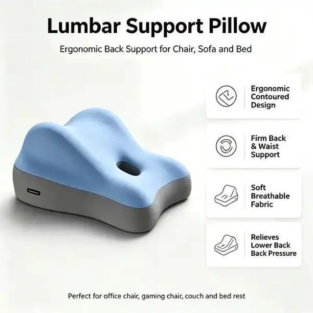 Alt view image 2 of 6 - Plush Inflatable Body Pillow with Ultra-Soft Fluffy Surface, Comfort Support Cushion for Bed & Sofa, Beige Inflatable Pillow, Easy to Clean & Store