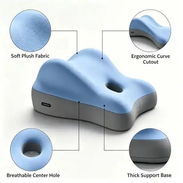 Alt view image 3 of 6 - Plush Inflatable Body Pillow with Ultra-Soft Fluffy Surface, Comfort Support Cushion for Bed & Sofa, Beige Inflatable Pillow, Easy to Clean & Store