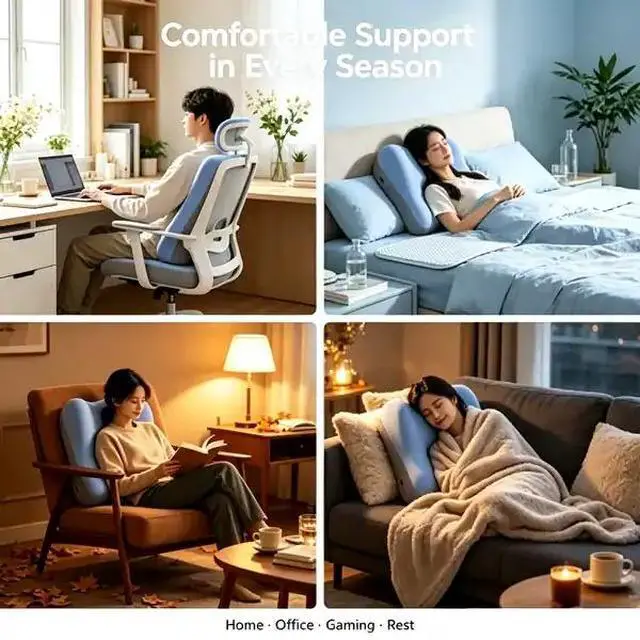 Alt view image 5 of 6 - Plush Inflatable Body Pillow with Ultra-Soft Fluffy Surface, Comfort Support Cushion for Bed & Sofa, Beige Inflatable Pillow, Easy to Clean & Store