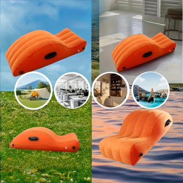 Alt view image 5 of 6 - Plush Inflatable Body Pillow with Ultra-Soft Fluffy Surface, Comfort Support Cushion for Bed & Sofa, Beige Inflatable Pillow, Easy to Clean & Store