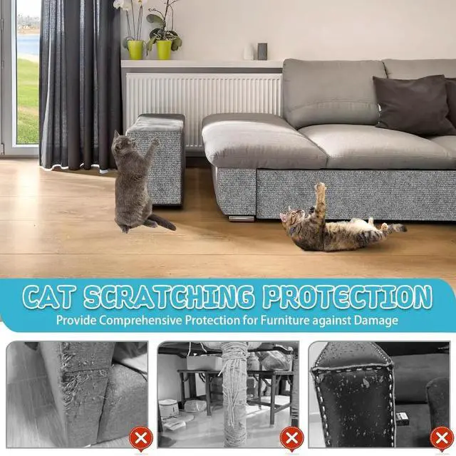 Alt view image 3 of 5 - SelfAdhesive Cat Scratch Mat, Trimmable Sofa AntiScratch Protector Mat, Durable SisalLike Furniture Guard Cover for Couch, Chair, Wall, Prevent Cats from Scratching Furniture