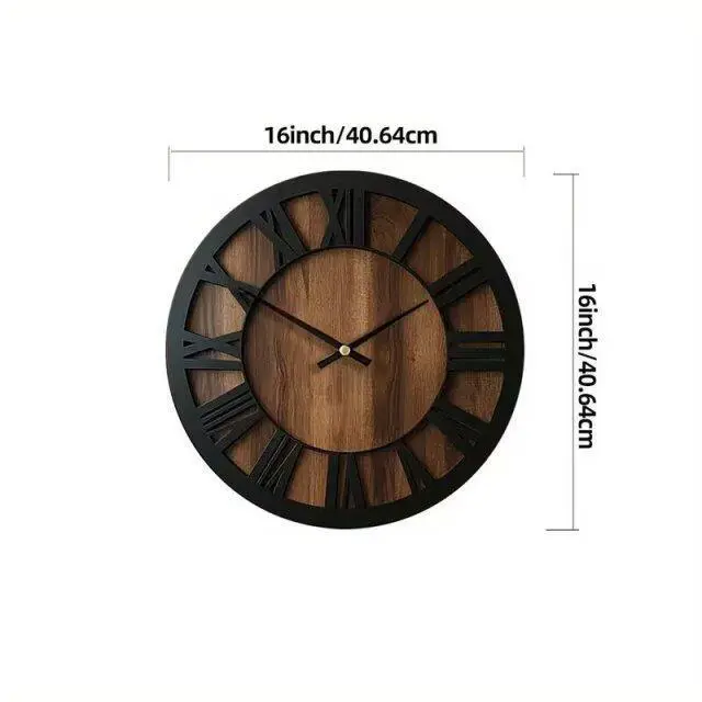 Alt view image 3 of 5 - Rustic Roman Numeral Wall Clock, 12Inch Vintage Hollow Wooden Wall Clock, Silent NonTicking Decorative Wall Clock for Living Room, Kitchen, Farmhouse Home Decor