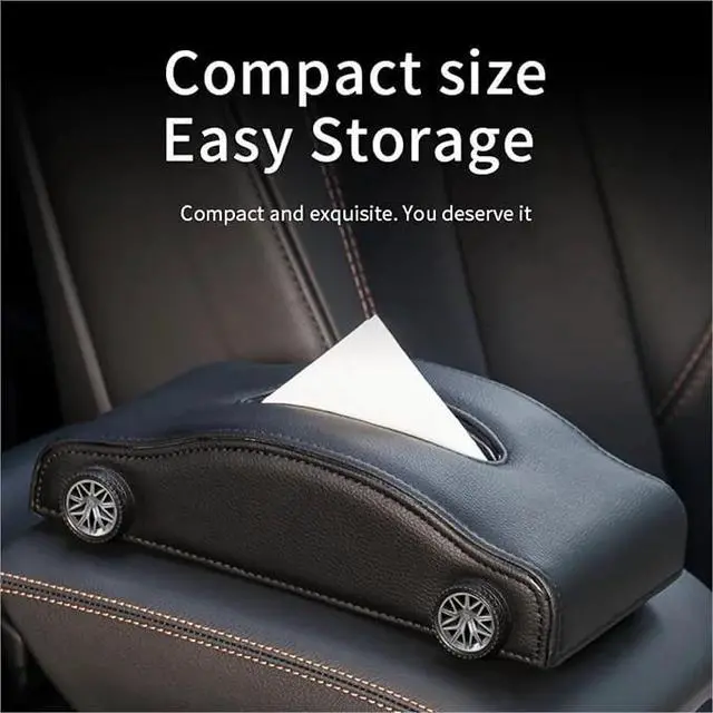 Alt view image 2 of 2 - PU Leather Car Tissue Holder, Cool Sports Car Shape Tissue Box for Car Armrest & Dashboard, Stylish Automobile Interior Accessory for Vehicle Decoration