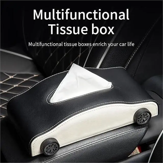 Alt view image 2 of 6 - PU Leather Car Tissue Holder, Cool Sports Car Shape Tissue Box for Car Armrest & Dashboard, Stylish Automobile Interior Accessory for Vehicle Decoration
