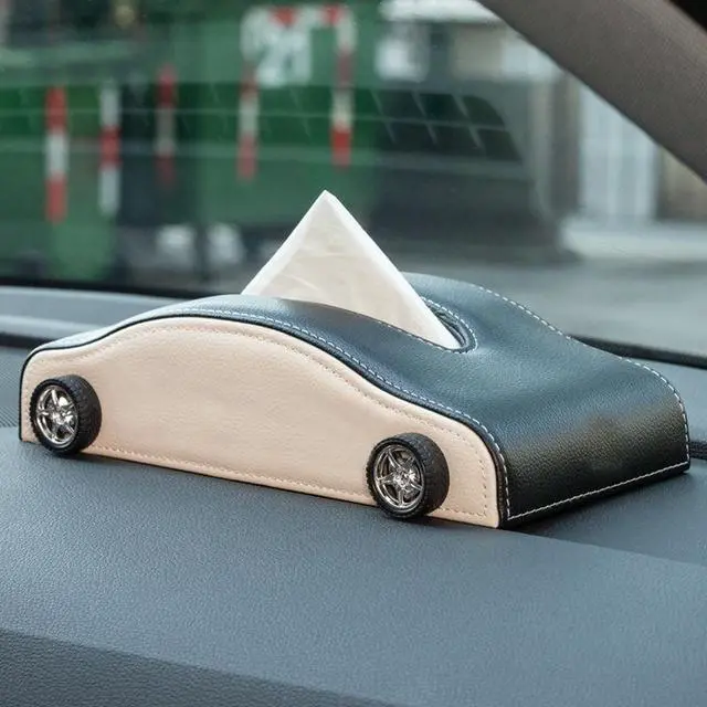 Alt view image 4 of 6 - PU Leather Car Tissue Holder, Cool Sports Car Shape Tissue Box for Car Armrest & Dashboard, Stylish Automobile Interior Accessory for Vehicle Decoration
