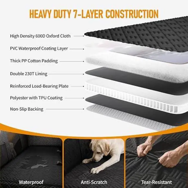 Alt view image 5 of 6 - SUV Cargo Liner for Dogs, Waterproof AntiScratch Pet Trunk Seat Cover, NonSlip Dog Cargo Mat with Side Walls, Durable Pet Cargo Protector for SUV, Truck & Van