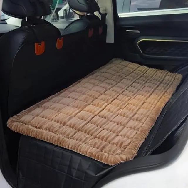 Alt view image 2 of 5 - Dog Car Back Seat Bed, Thick Quilted Plush Pet Car Seat Cushion, NonSlip Washable Dog Travel Mat for Car Rear Seat, Universal Pet Sleeping Pad for Vehicle Travel
