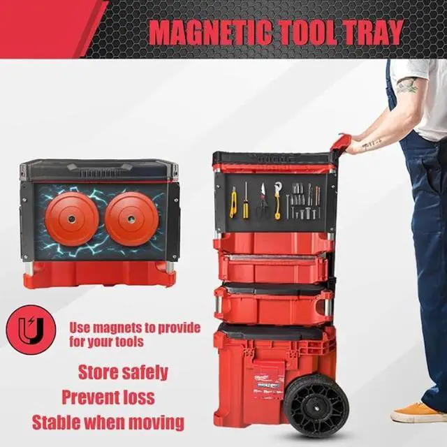 Alt view image 3 of 7 - Foldable Magnetic Side Mount Workbench Tray, No-Drill Installation Anti-Rust Heavy-Duty Tool Storage Holder for Garage Workshop Tools Organization