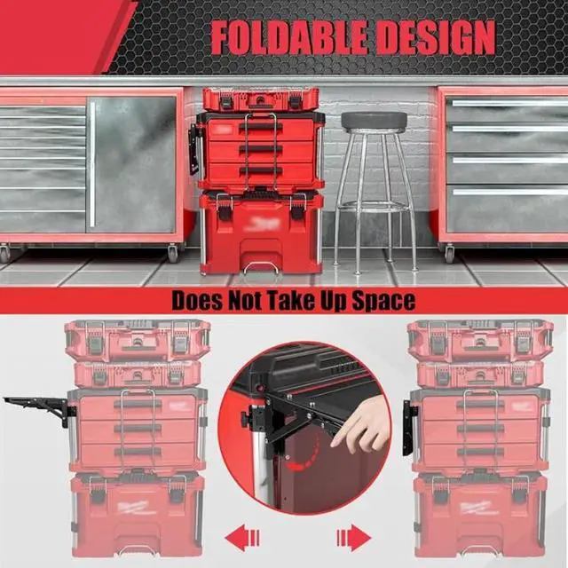 Alt view image 5 of 7 - Foldable Magnetic Side Mount Workbench Tray, No-Drill Installation Anti-Rust Heavy-Duty Tool Storage Holder for Garage Workshop Tools Organization