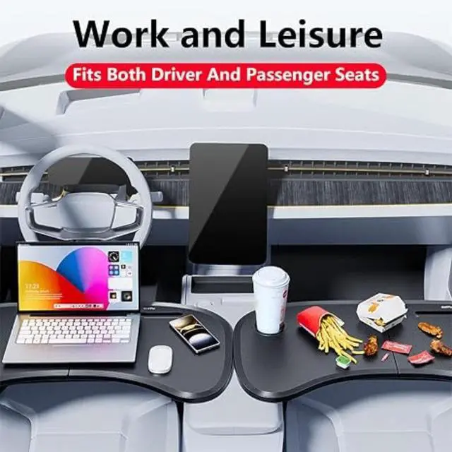 Alt view image 2 of 6 - Lightweight Portable 360-Degree Foldable Steering Wheel Car Table, Multifunctional Car Laptop Desktop, Car Dining Tray & Steering Wheel Storage Rack