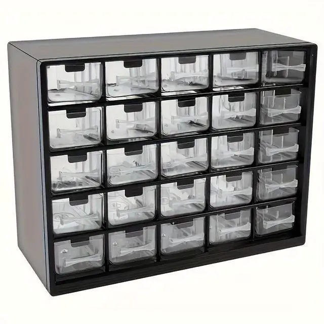 Alt view image 2 of 5 - Desktop MultiDrawer Parts Organizer Cabinet, Black Frame with Transparent Drawers, Hardware Storage Case for Small Hardware, Beads, Jewelry, Craft Accessories