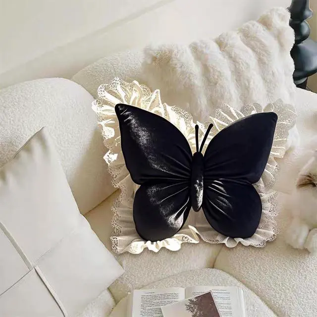 Alt view image 4 of 6 - Plush Butterfly-Shaped Throw Pillows, Soft Cute Decorative Cushions for Bedroom Sofa Decoration, Fun Stylish Home Furnishings, Premium Plush Gift Pillow