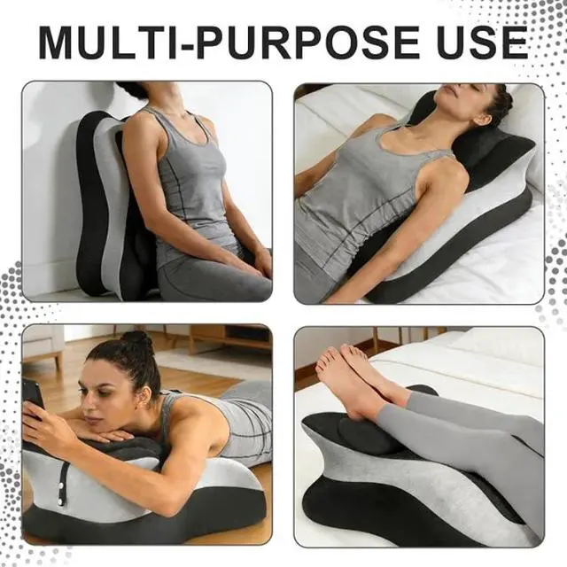 Alt view image 3 of 7 - Memory Foam Multi-Functional Pillow Set with 1 Large Pillow & 1 Small Pillow, Ergonomic Stomach Sleeping Bed Pillow, Cool Breathable, Removable & Washable Pillow Cover