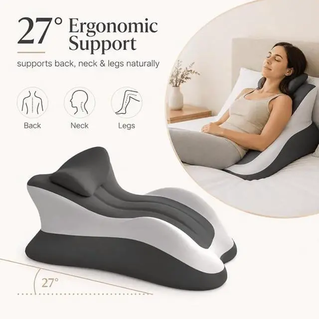 Alt view image 4 of 7 - Memory Foam Multi-Functional Pillow Set with 1 Large Pillow & 1 Small Pillow, Ergonomic Stomach Sleeping Bed Pillow, Cool Breathable, Removable & Washable Pillow Cover