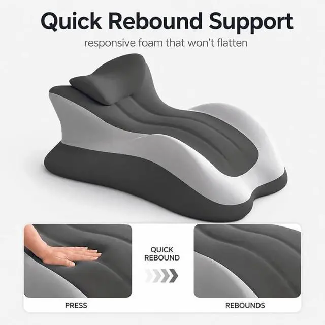 Alt view image 5 of 7 - Memory Foam Multi-Functional Pillow Set with 1 Large Pillow & 1 Small Pillow, Ergonomic Stomach Sleeping Bed Pillow, Cool Breathable, Removable & Washable Pillow Cover