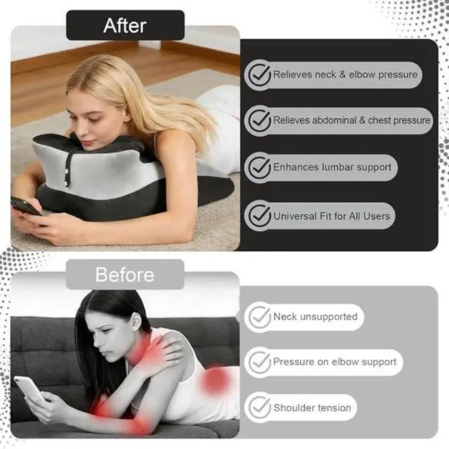 Alt view image 6 of 7 - Memory Foam Multi-Functional Pillow Set with 1 Large Pillow & 1 Small Pillow, Ergonomic Stomach Sleeping Bed Pillow, Cool Breathable, Removable & Washable Pillow Cover