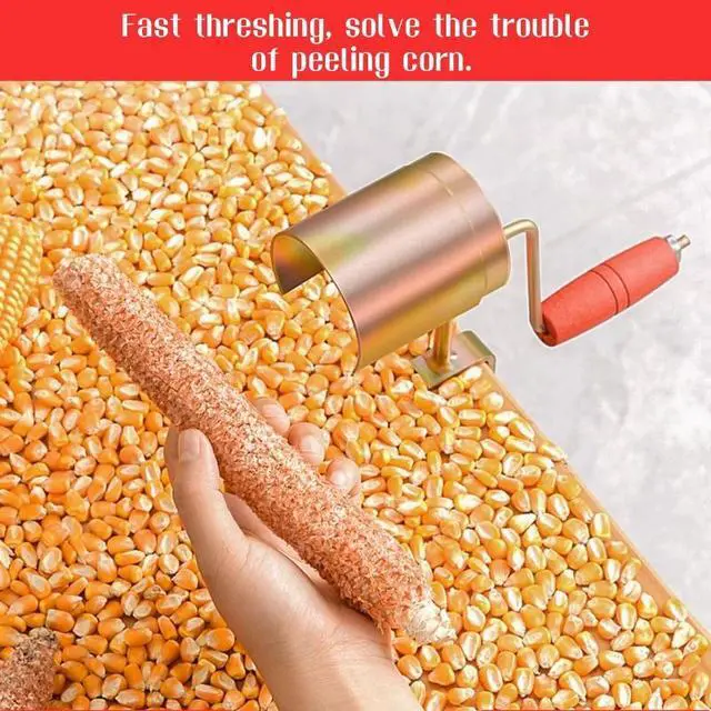 Alt view image 2 of 7 - Stainless Steel Corn Husker, Hand Crank Corn Cob Peeler and Thresher, Practical Corn Stripping Tool for Barbecue and Outdoor Cooking