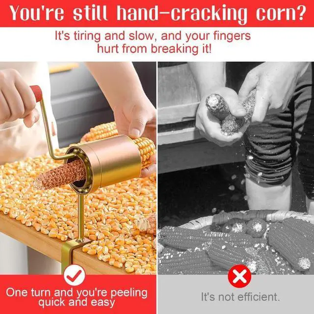 Alt view image 5 of 7 - Stainless Steel Corn Husker, Hand Crank Corn Cob Peeler and Thresher, Practical Corn Stripping Tool for Barbecue and Outdoor Cooking